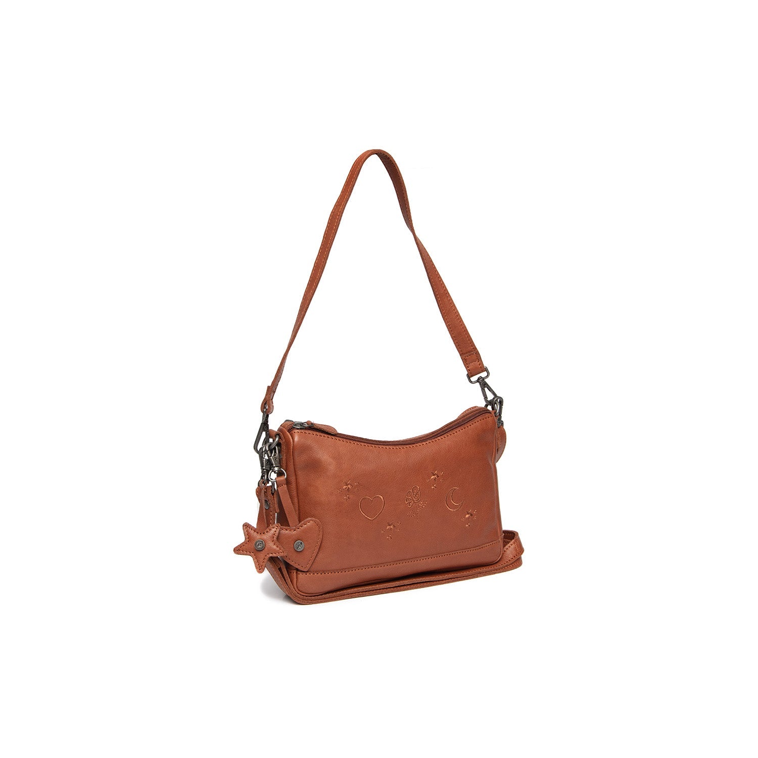 Leather Shoulderbag Cognac Clover