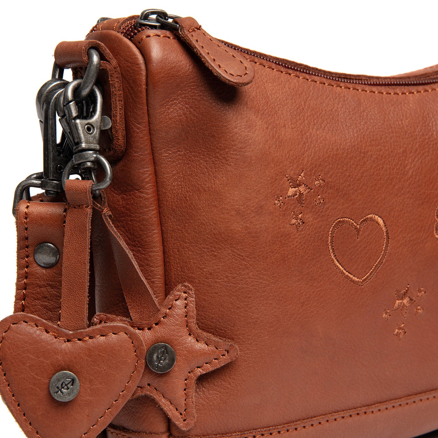 Leather Shoulderbag Cognac Clover