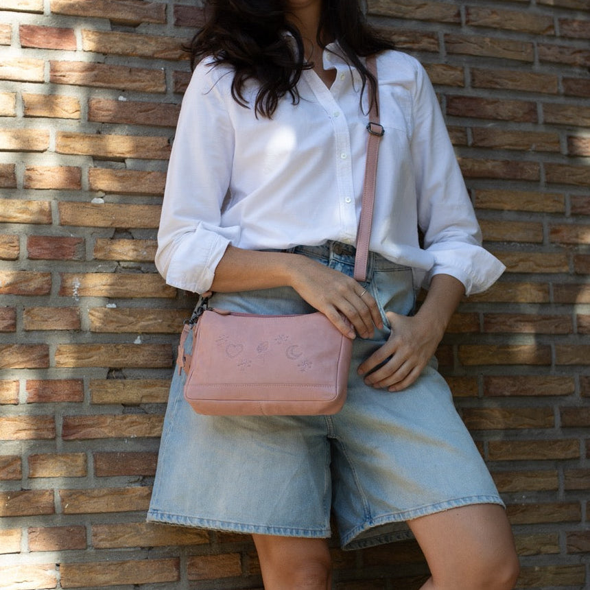 Leather Shoulderbag Vintage Rose Clover