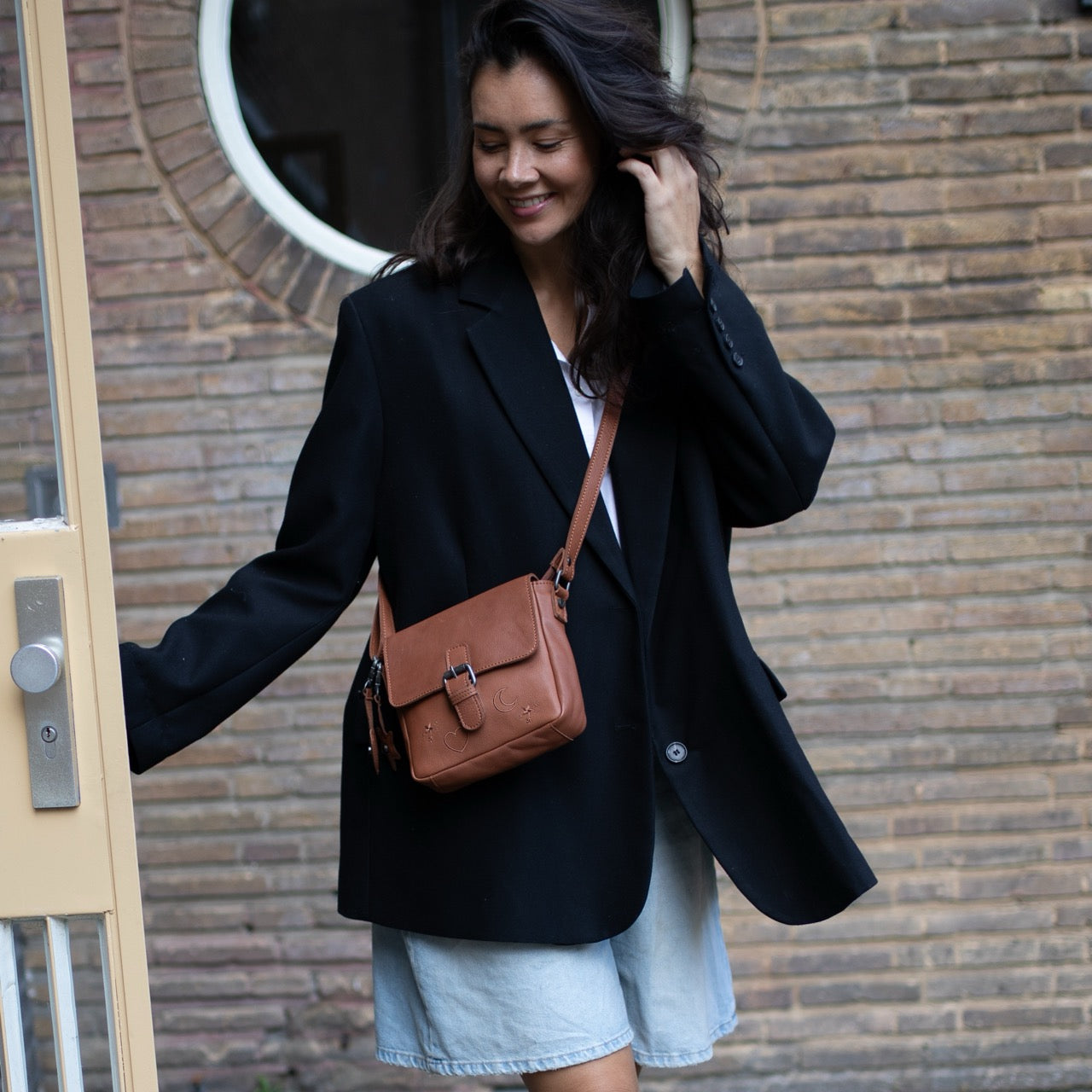 Leather Shoulderbag Cognac Primrose