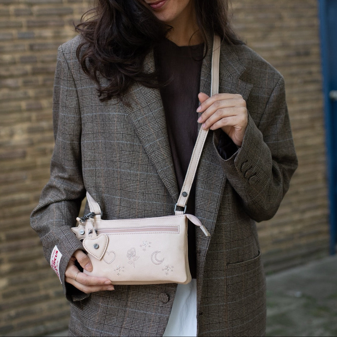 Leather Shoulderbag Beige Tovelove